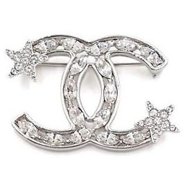 Chanel Broche de Estrella de Cristal Season Plata