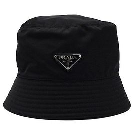 Prada Chapéu Bucket masculino em Re-Nylon preto com logo triangular Preto