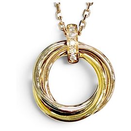 Collier Cartier Trinity Diamants 5P Doré