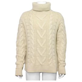 Louis Vuitton Ivory Cable Knit Turtleneck Sweater for Men White