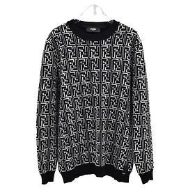 Fendi ff FF Logo Round Wool Knit Black Black