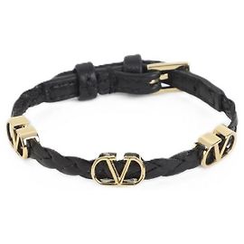 Valentino Bracciale in vitello Logo Signature Nero
