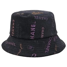 Chanel cc CC Multi Logo Denim Bucket Hat Black