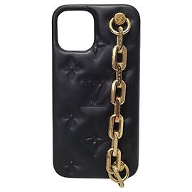 Louis Vuitton Black Monogram Bumper Coussin iPhone Hülle Schwarz