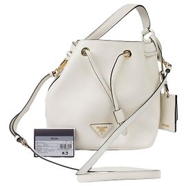 Prada Saco de ombro tote bucket com logótipo triangular Branco