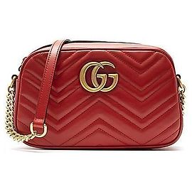 Gucci Sac à épaule Small Matelassé Marmont Rouge