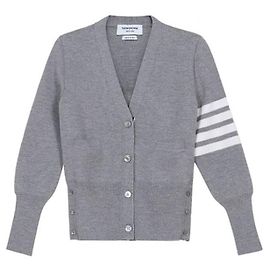 Thom Browne V-Ausschnitt Cardigan aus Milano-Stich Wolle Braun