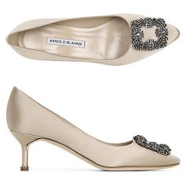 Manolo Blahnik Satin-Pumps Nude Hancisi Heel Weiß