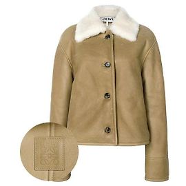Loewe Camel Shearling Collar Jacket Orange