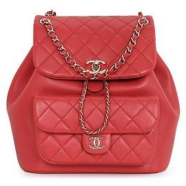 Chanel Coral Red Duma Quilted Backpack Red