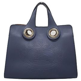 Burberry Crest Grommet Tote Bag Blau