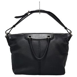 Tod's Black Leather Tote Shoulder Bag Black