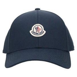 Moncler Boné de beisebol em gabardine de algodão Azul