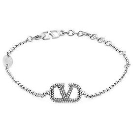 Valentino Bracciale con cristalli Logo Garavani YCW Argento