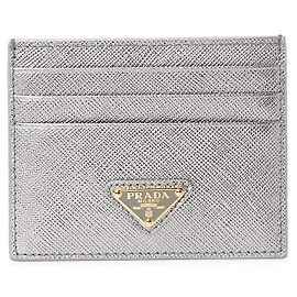 Prada Saffiano Women's Card Holder QHH Silvery
