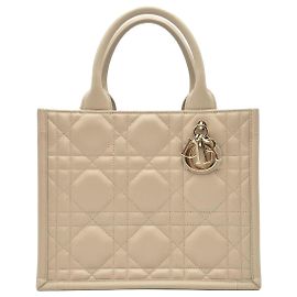 Dior  mala Book Tote Small Cannage Powder Beige Marrom