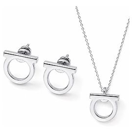 Salvatore Ferragamo Gancini Ohrring-Halskette-Set SILVER Silber