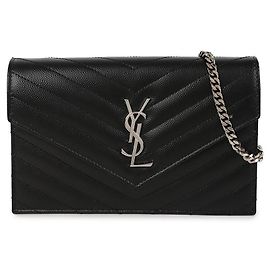 Saint Laurent Borsa a tracolla portafoglio con catena Cassandra Envelope Nero