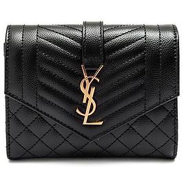 Saint Laurent Cartera Sobre La Prima Mix Matelassé Negro