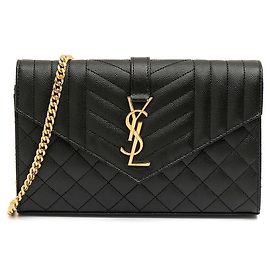 Saint Laurent Bolsa de Ombro com Corrente Monogram Mix Matelassé Preto