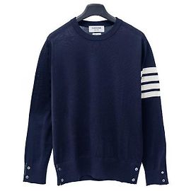 Thom Browne Navy Milano Stitch Cotton Crewneck Pullover Blue