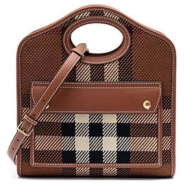 Burberry Mini Stricktasche mit Karomuster und Tasche Rot