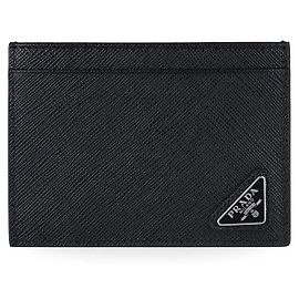 Prada Tarjetero Saffiano con logotipo triangular Negro