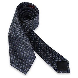 Gucci Men's GG Jacquard Logo Silk Tie (Dark Blue) Blue