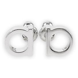 Salvatore Ferragamo Pendientes de botón Gancini Small para mujer Ferragamo (Silver) Plata