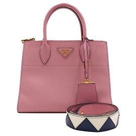 Prada Saco Tote Paradigma em Saffiano Rosa com Logótipo Dourado Rosa