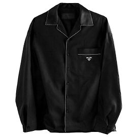 Prada Camicia a maniche lunghe in seta con dettagli di cucitura Nero
