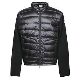Moncler Gesteppter Wollcardigan mit Reißverschluss Schwarz