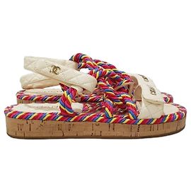 Chanel Sandali in corda con Velcro Argento