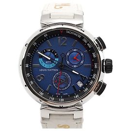 Louis Vuitton Chrono Blue Dial Quartz Leather Band Men's Watch Blue