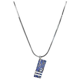 Dior Blue Trotter Silver Necklace Blue
