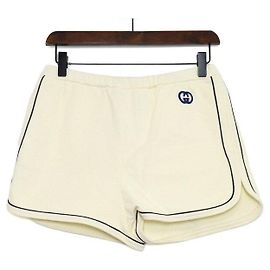 Gucci Strickshorts für Damen Ivory Navy GG Interlocking Logo Weiß