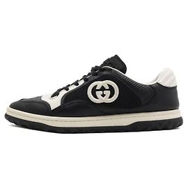 Gucci Black Leather Interlocking Men's Sneakers Black
