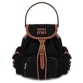 Miu Miu Canvas Leather Backpack Black