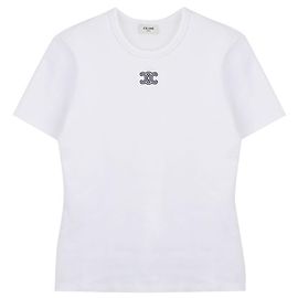 Céline T-Shirt mit kurzen Ärmeln Off White Weiß
