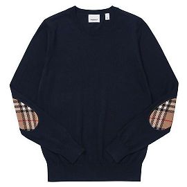 Burberry Prenda de punto de lana merino para mujer Wampleton Check Patch Negro