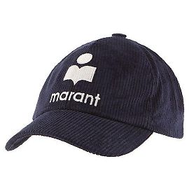 Isabel Marant Tyron Unisex-Kappe aus Cord mit gesticktem Logo Schwarz