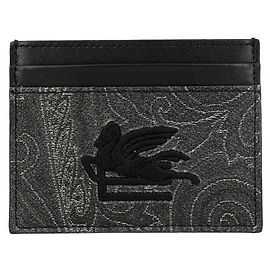 Etro Tarjetero Paisley Jacquard Pegasus Negro