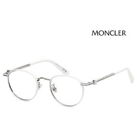 Moncler Eyeglasses Frame Luxury Round White Silver Metal Frame Silvery