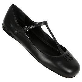 Miu Miu Leder-Ballerinas Schwarz