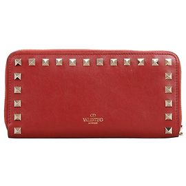Valentino Portafoglio lungo Gold Rockstud Rosso