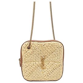 Saint Laurent Bolsa Jamie Cube Chain de ráfia Multicor