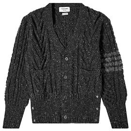 Thom Browne Tweed-Cardigan mit V-Ausschnitt Schwarz