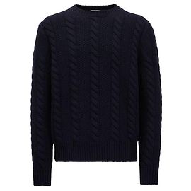 Moncler Strickpullover aus Wolle und Kaschmir mit Rundhalsausschnitt Schwarz