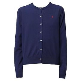 Ralph Lauren Cardigan bleu avec broderie Pony classique Noir