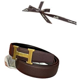 Hermès Cinto Reversível Classic Black Brown Matt Gold Multicor